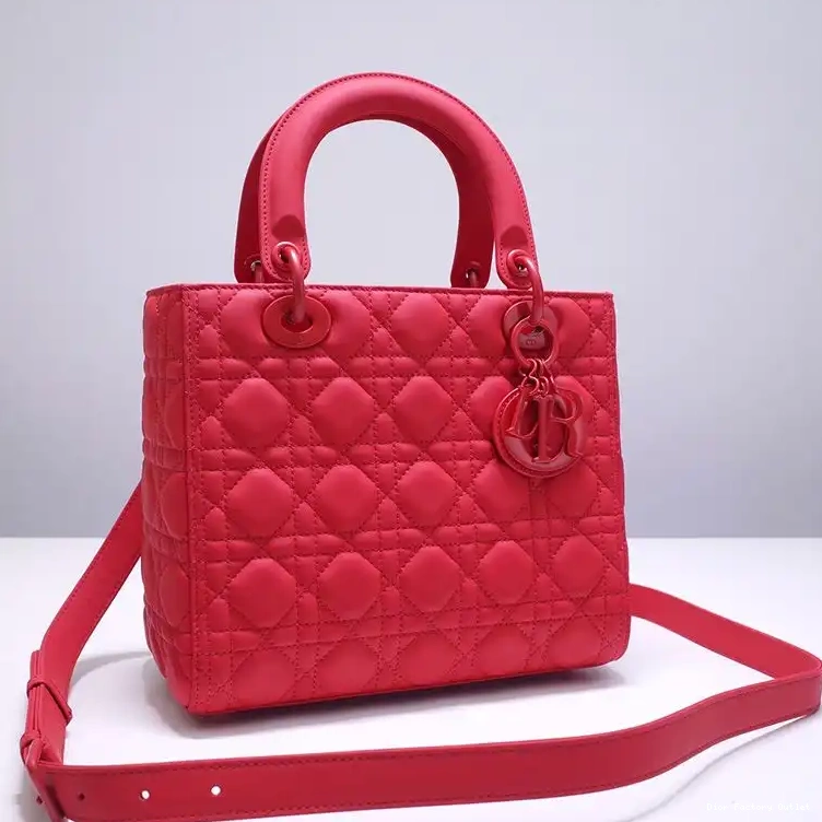Cannage Dior Bag Red Calfskin Lady Medium Ultramatte 0501